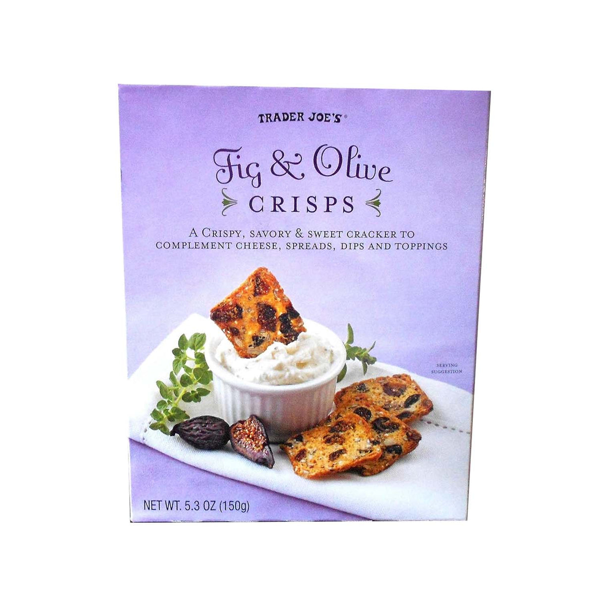 Trader Joe's Fig & Olive Crisps, Net WT. 5.3oz(150g)