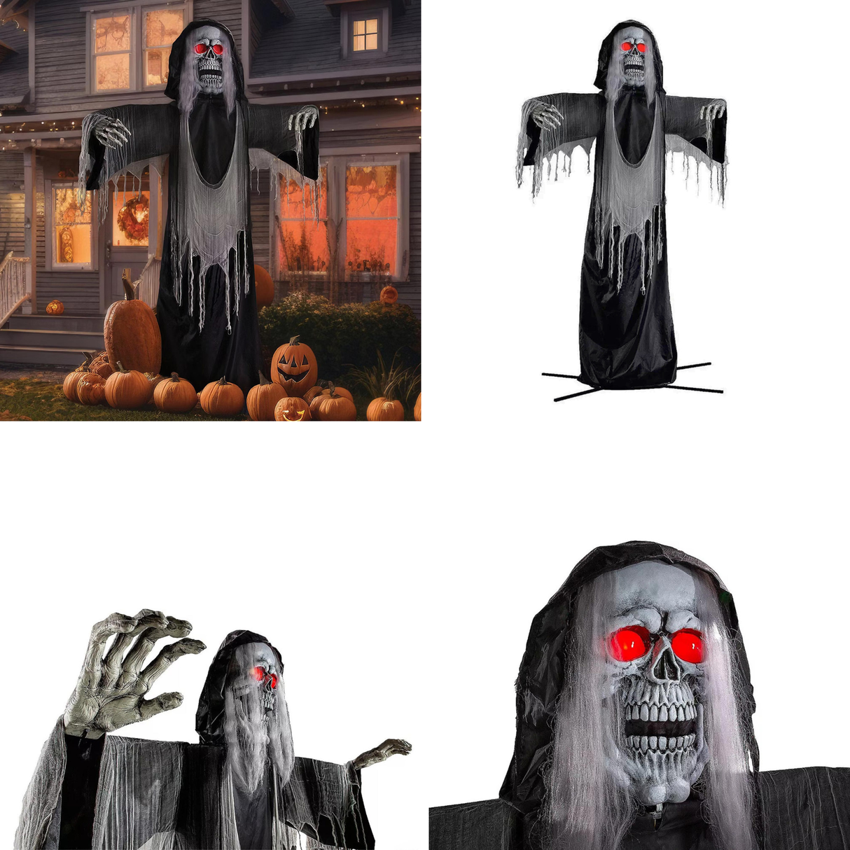 12 Ft. Standing Body Turning Grim Reaper Halloween Decoration