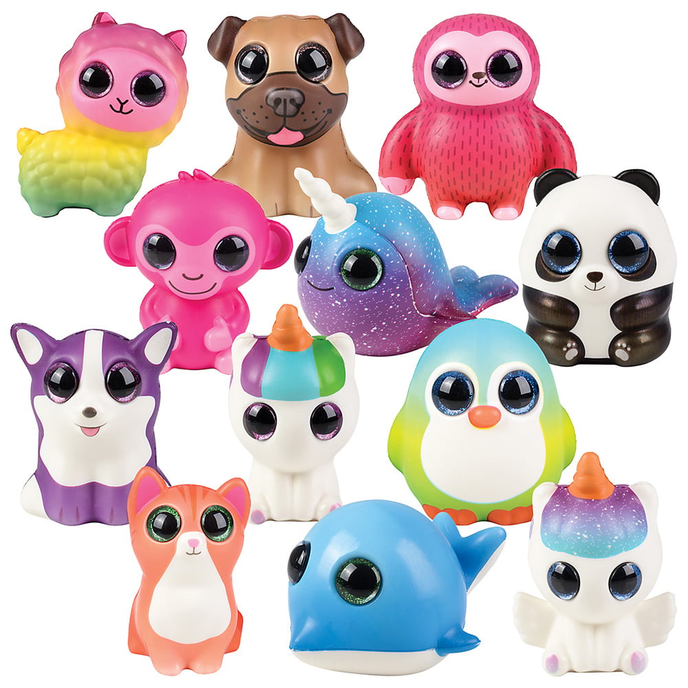Squish Animals Sparkle Eye Assortment 5.5" (1 DZ)