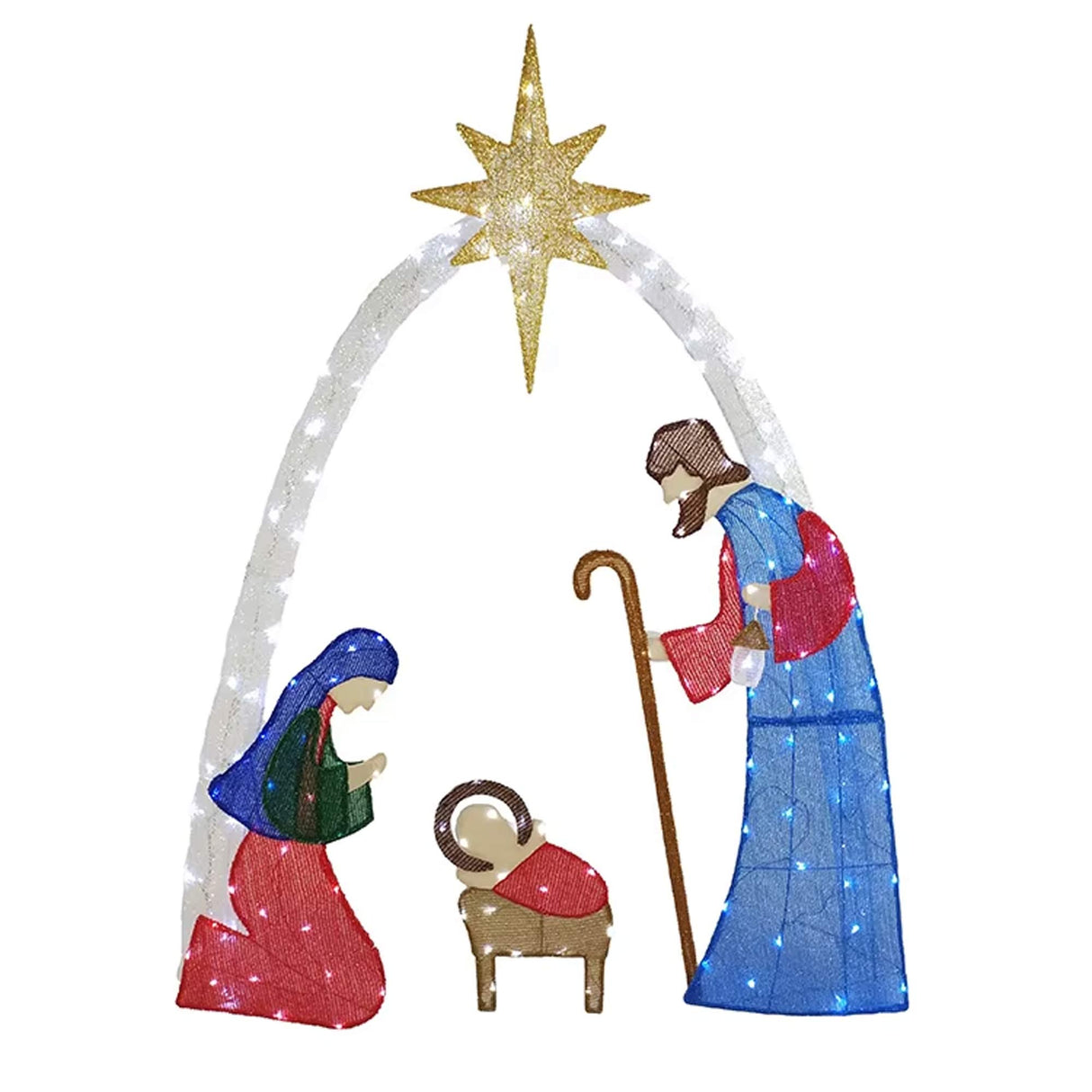 Glowing 54-Inch Nativity Scene with 115 Cool White LED Lights