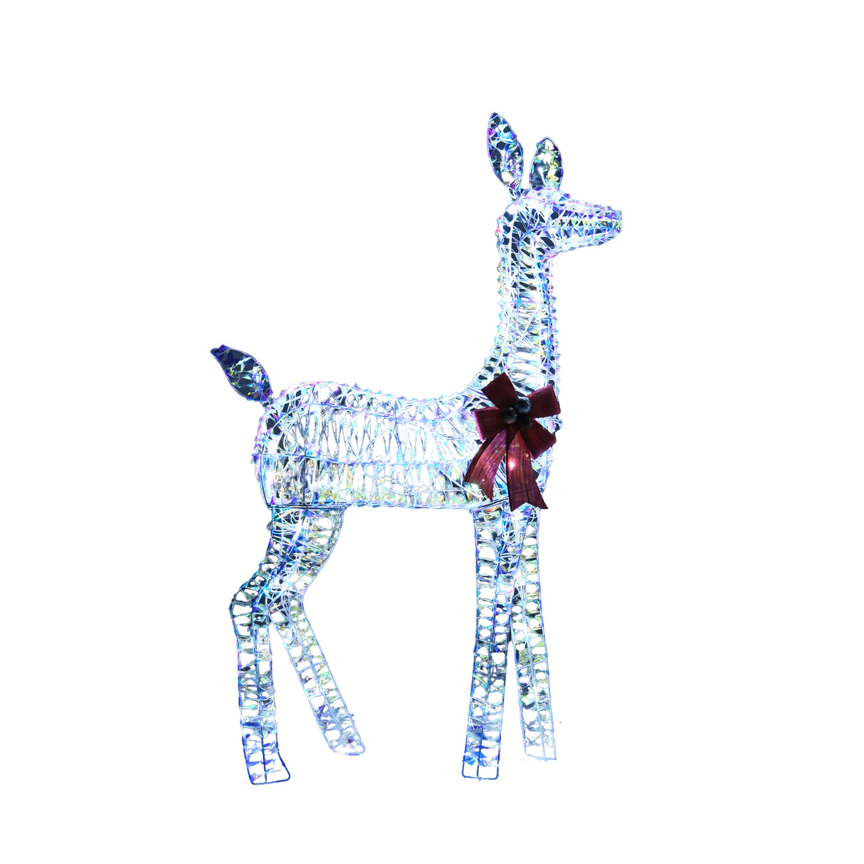 PVC Iridescent Striped Braided Reindeer Set of 3 LED Holiday Decoration 26.97 x 16.14 x 11.22 Inch