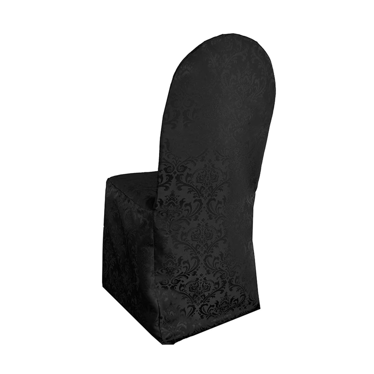 1 Piece Black Floral Damask Jacquard Chair Cover, Elegant Polyester Banquet Slipcover