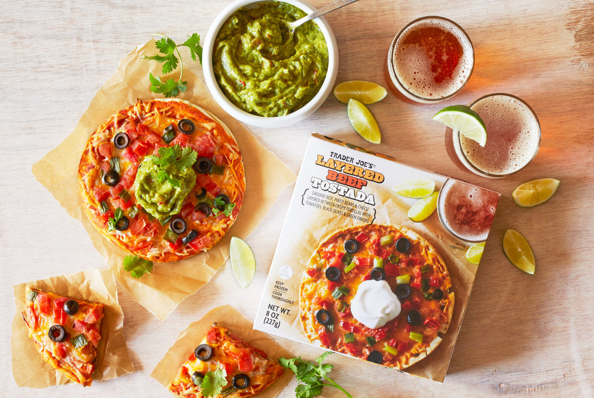 Layered Beef Tostada Frozen Mexican Style Crunchy Meal 8 Oz