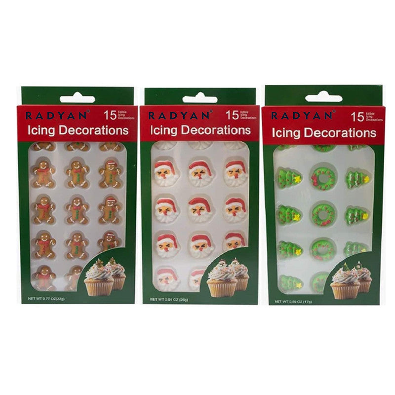 Christmas Edible Cake Decorations Candy Cupcake Topper 45 Pieces