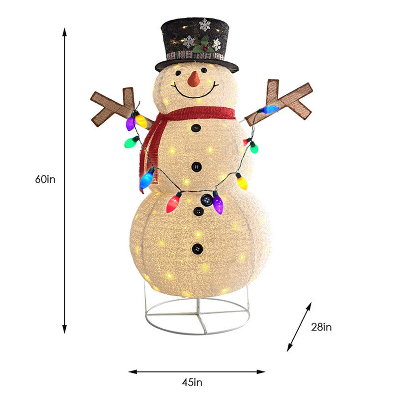 LED Snowman Decoration with 200 Lights Weatherproof Outdoor Christmas Yard Display 45 x 28 x 60 Inches