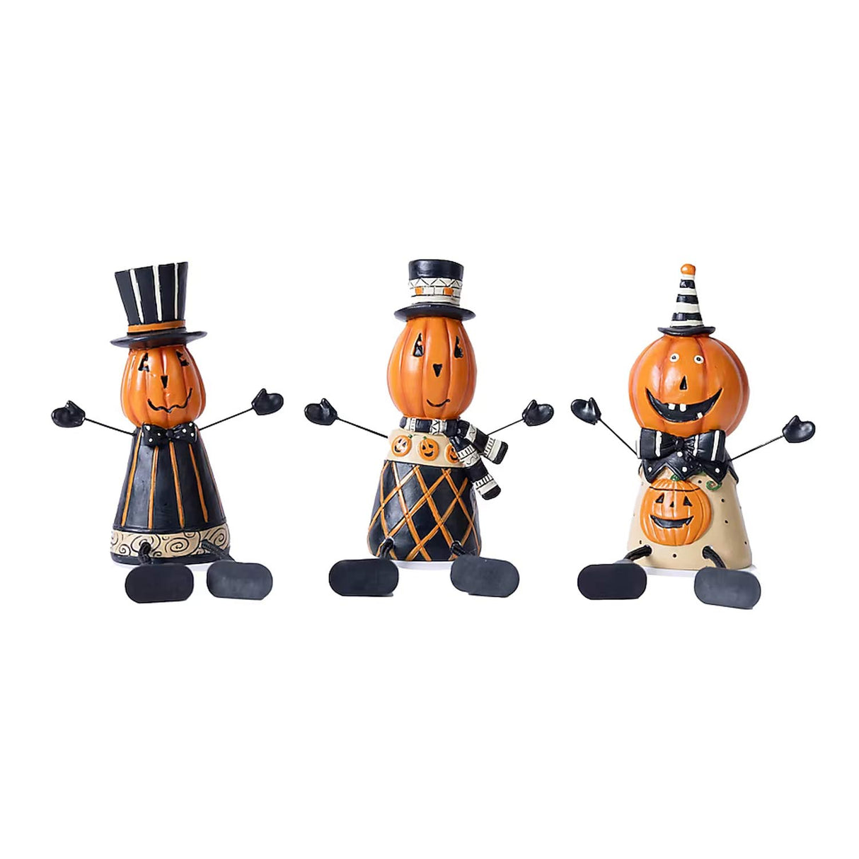 3 Sets Melrose International Jack-o-Lantern Shelf Sitter Halloween Decor Indoor