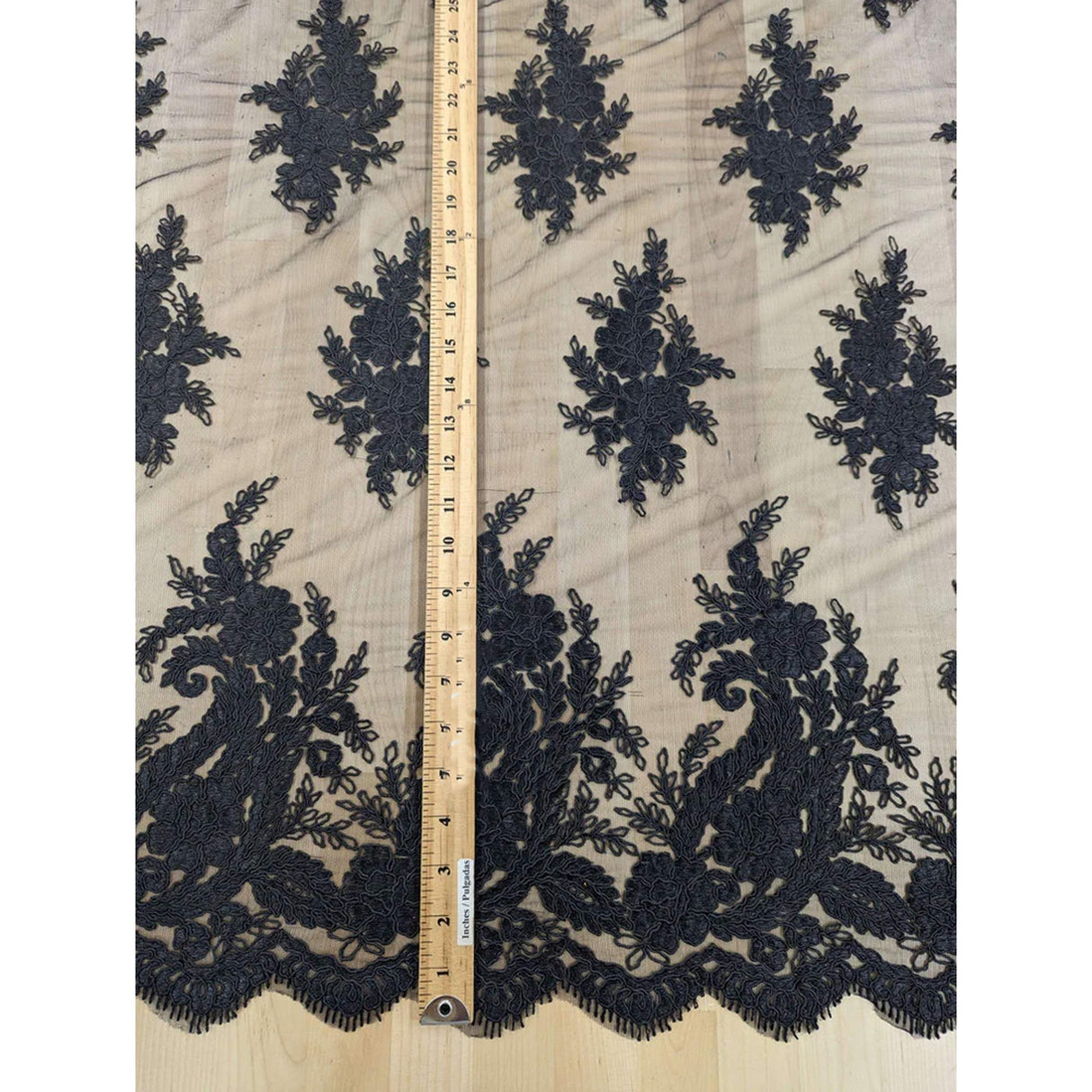 Bridal Lace Polyester Lace Fabric - 8 Colors, Floral Corded Embroidery, 50-51" Width (1 Yard)
