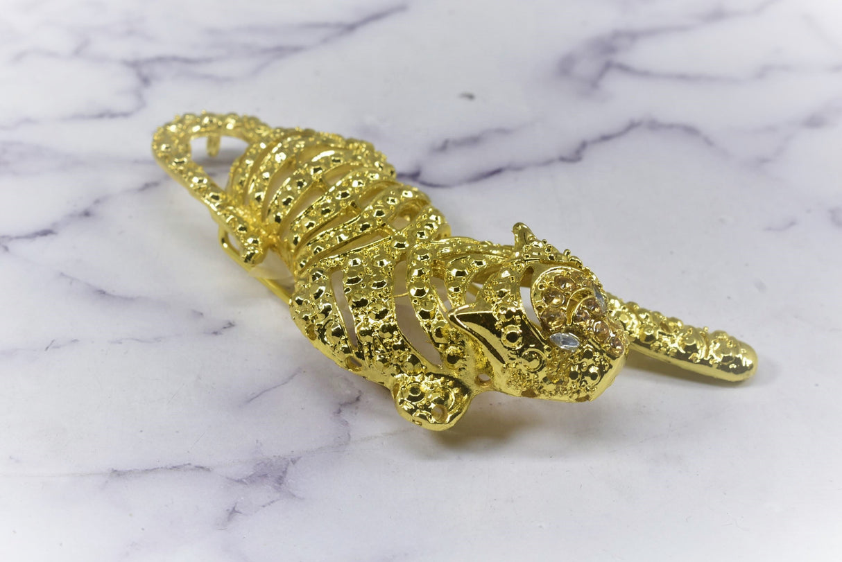 Rhinestone Tiger Buckle Connector Gold