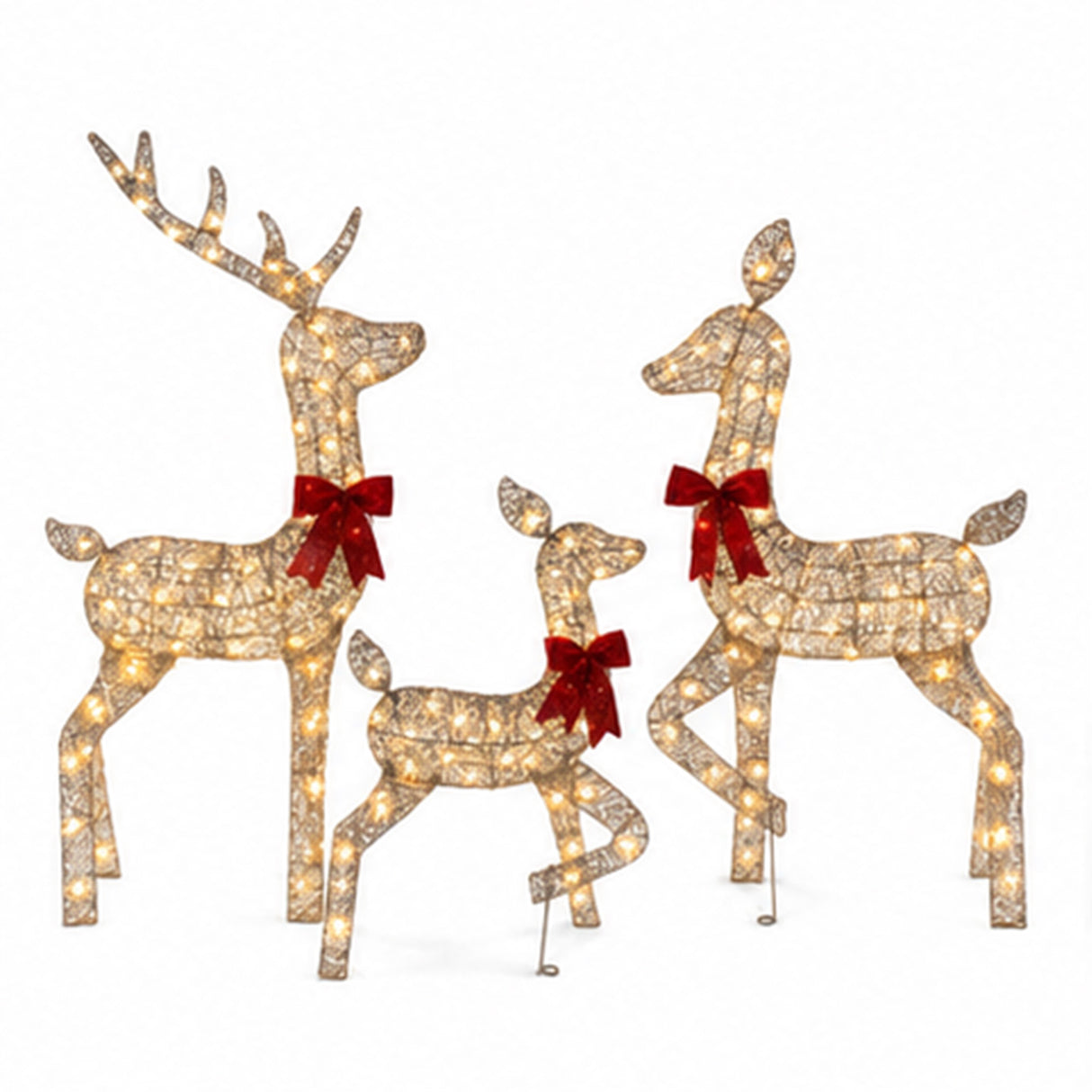 3-Piece Lighted Reindeer Family Outdoor Christmas Set