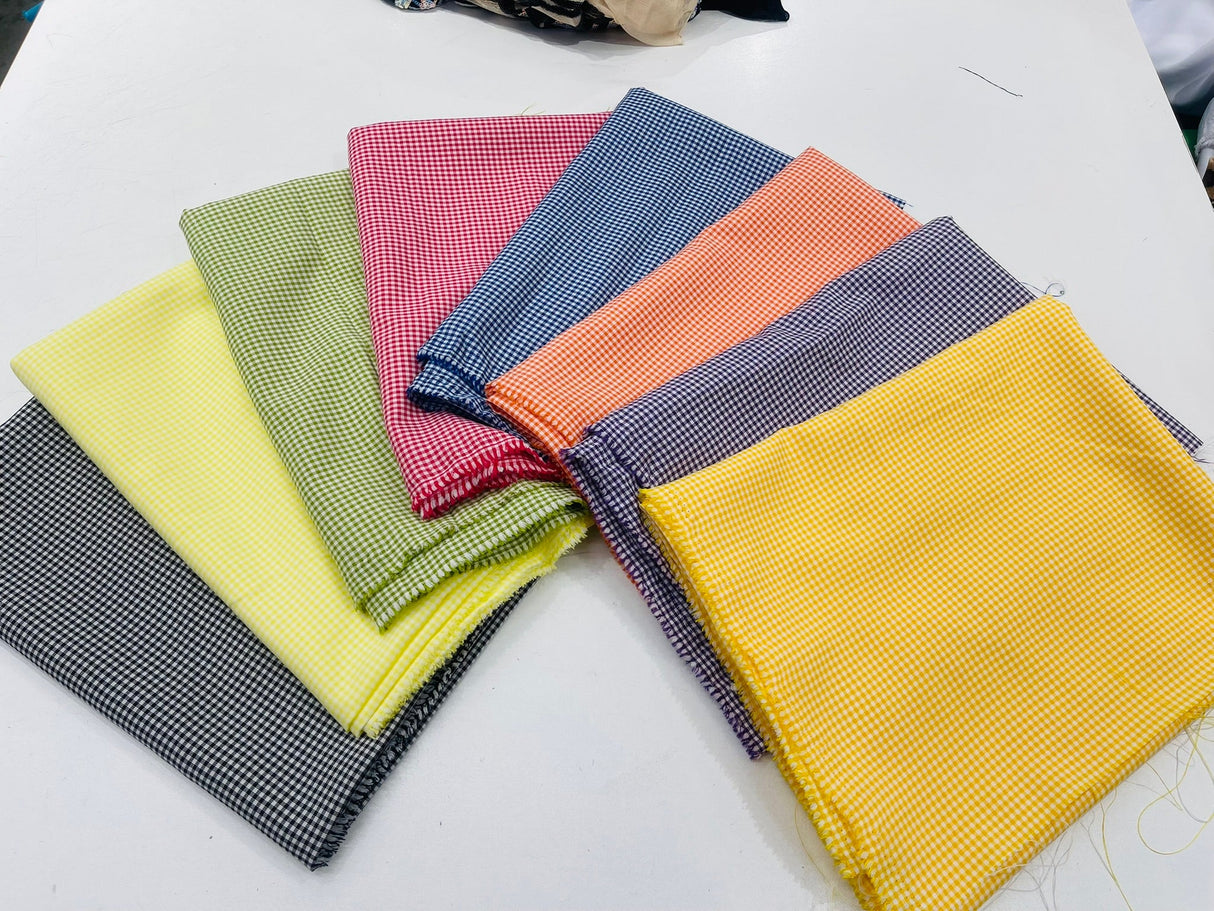 Gingham 1/8 Squares Polyester Poplin Fabric - Checkered Gingham, 60" Width (1 Yard)