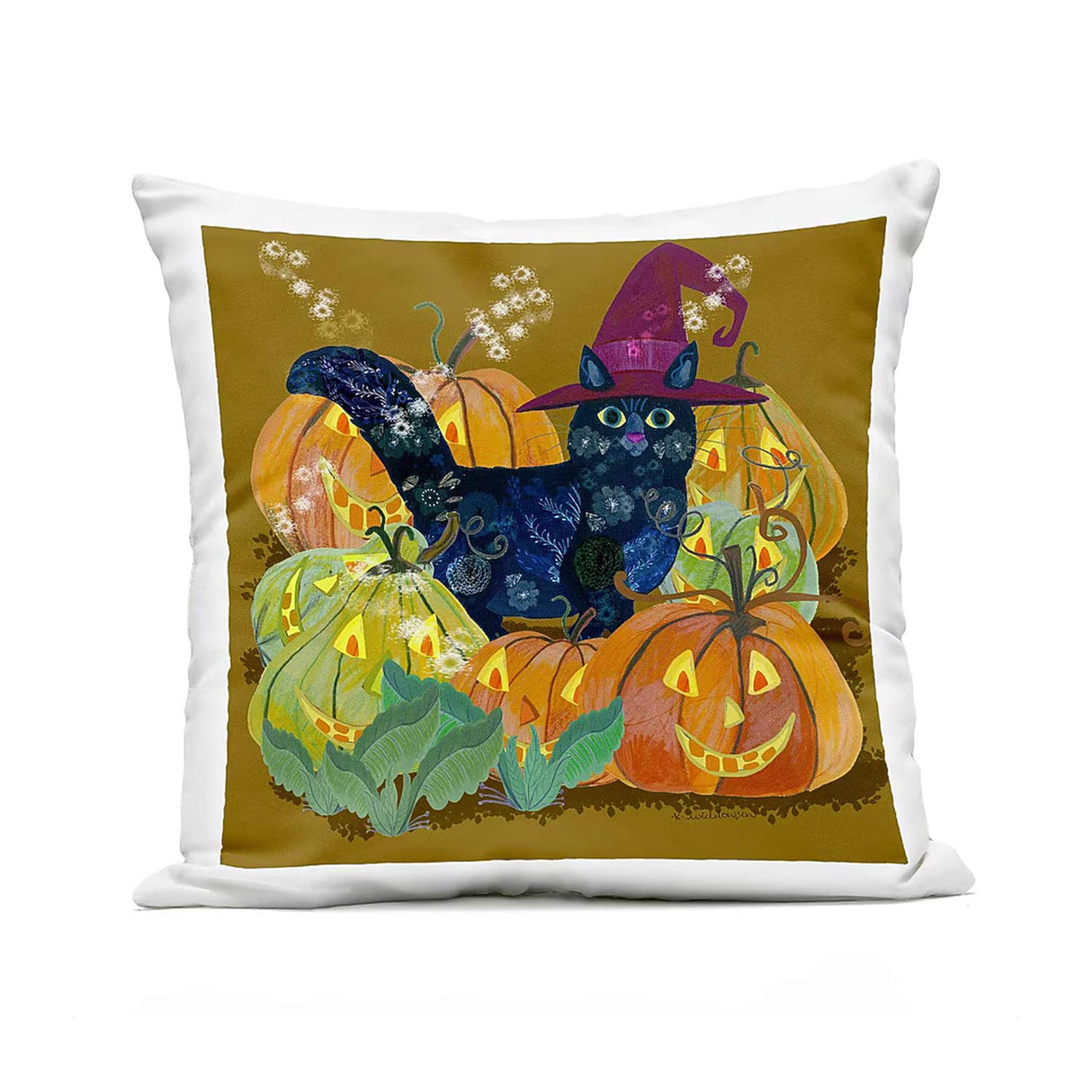 Stupell Industries Cat with Jack-o-Lanterns Outdoor Printed Pillow Halloween Decor