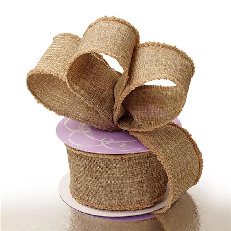 Fluffy Edged Faux Jute Ribbon 2 1/2 '' x 10 yd Natural Color 1 / ROLL