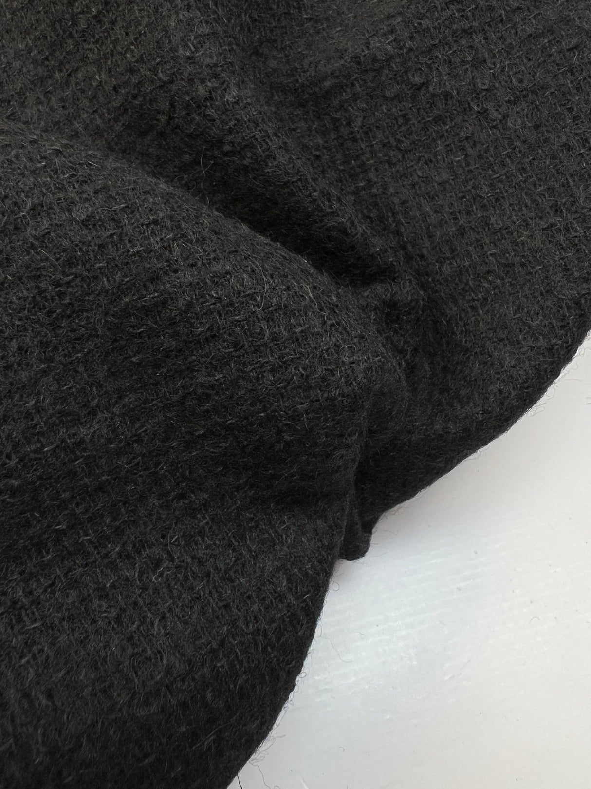 Italian Black Blue Wool Fabric