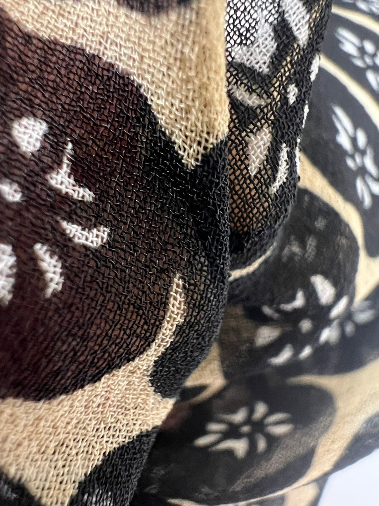 Polyester Chiffon Crepe Printed Beige Black
