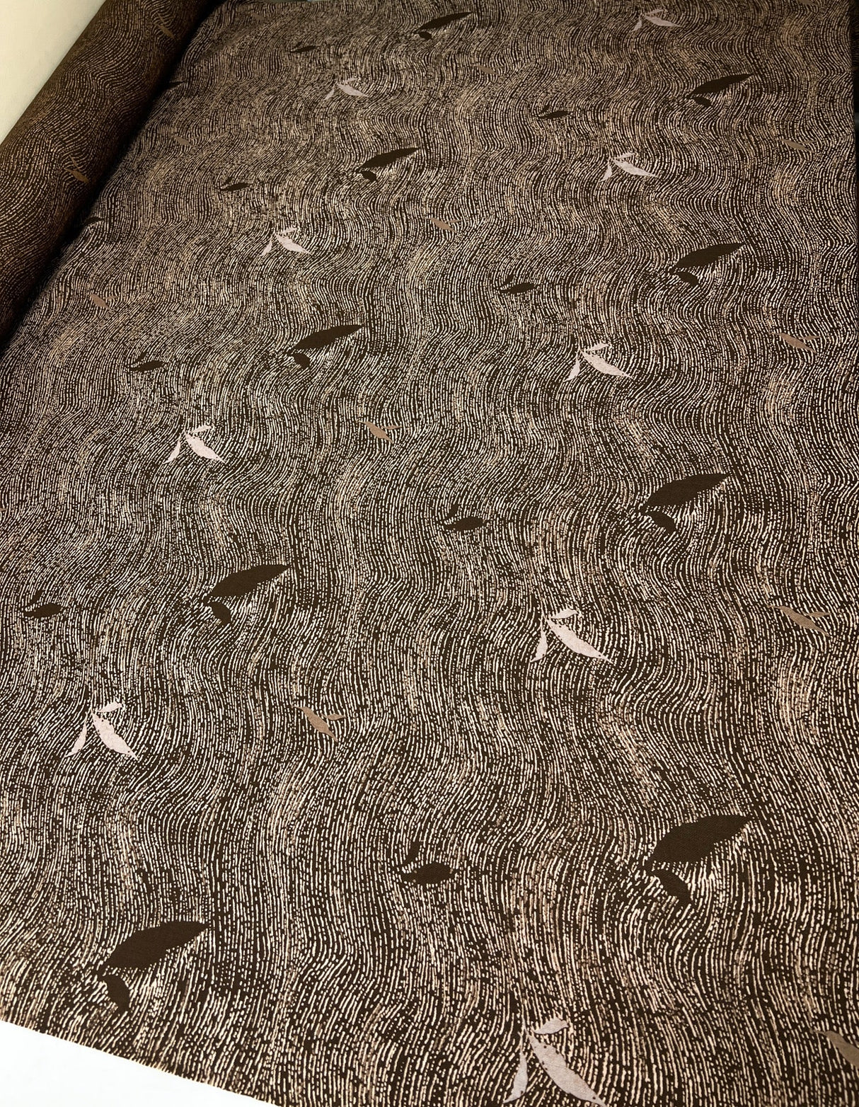 Italian Wool Abstract Printed Brown Fabric