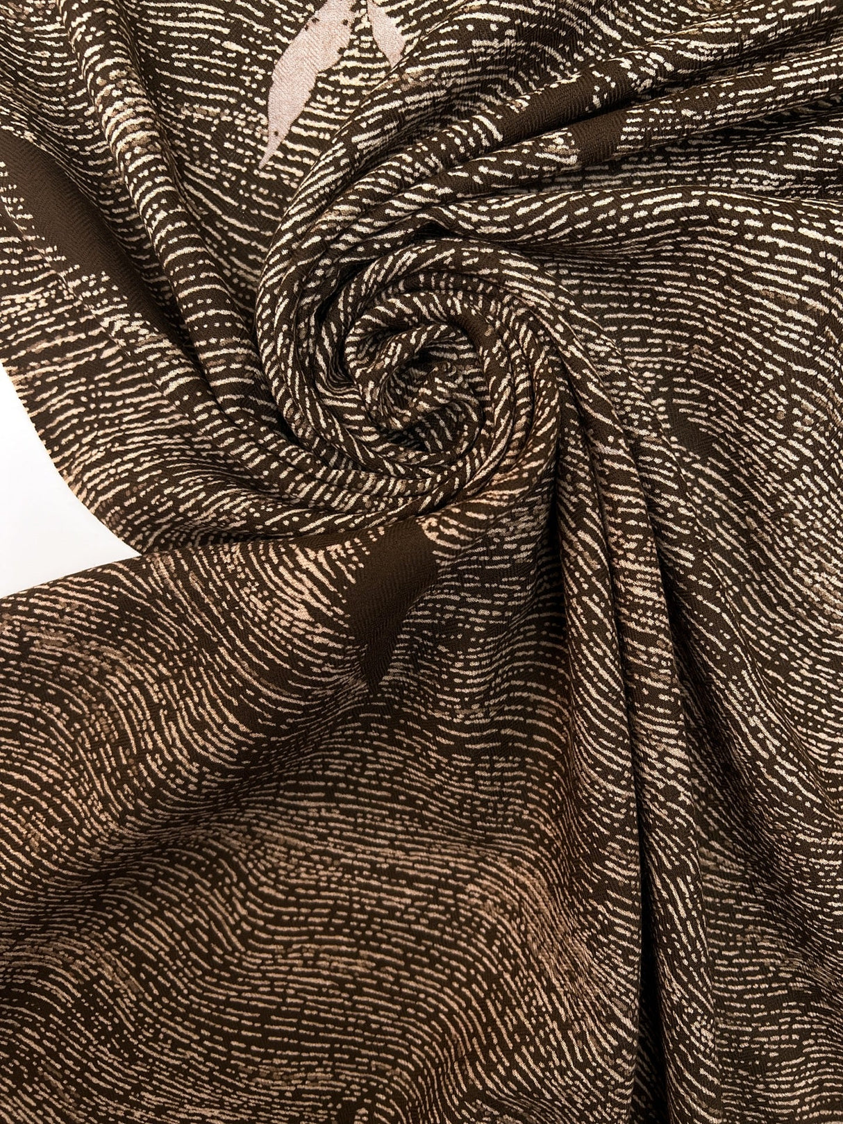 Italian Wool Abstract Printed Brown Fabric