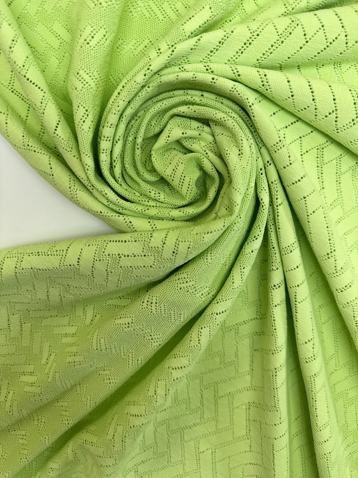 Polyamide Elastane Knitted Fabric Green Geometric