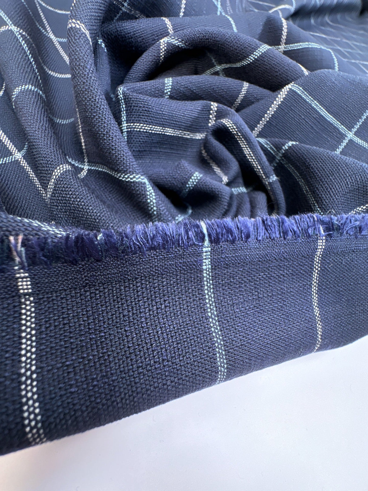 Viscose Blend Knit Checked Beige Blue