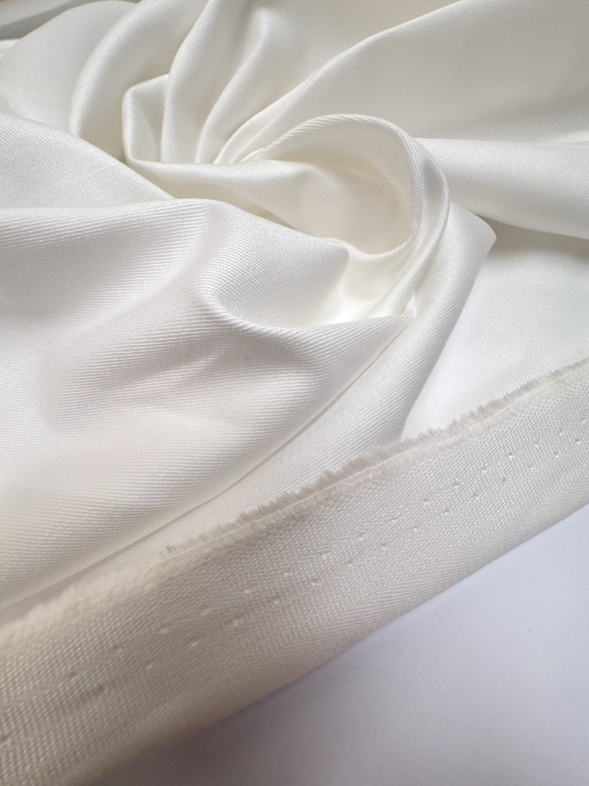 White Viscose Elastane Twill