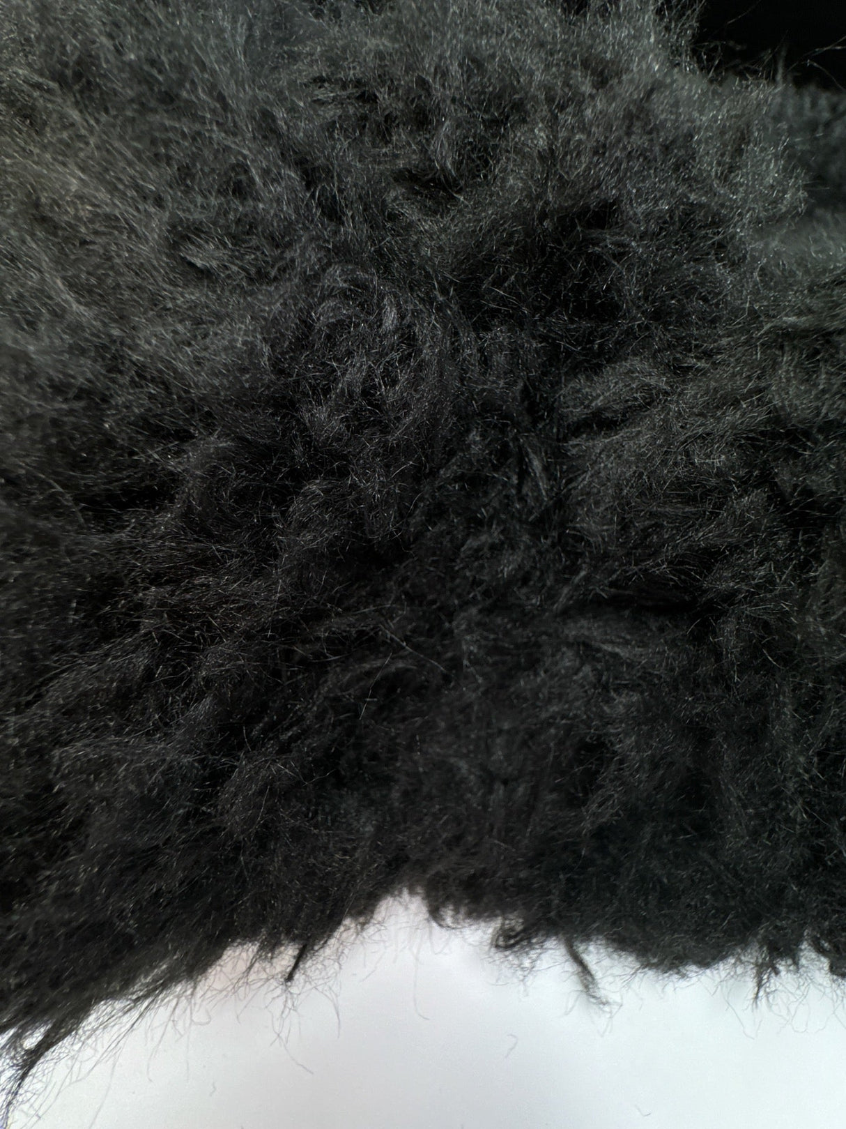 Black Acetate Polyester Faux Fur