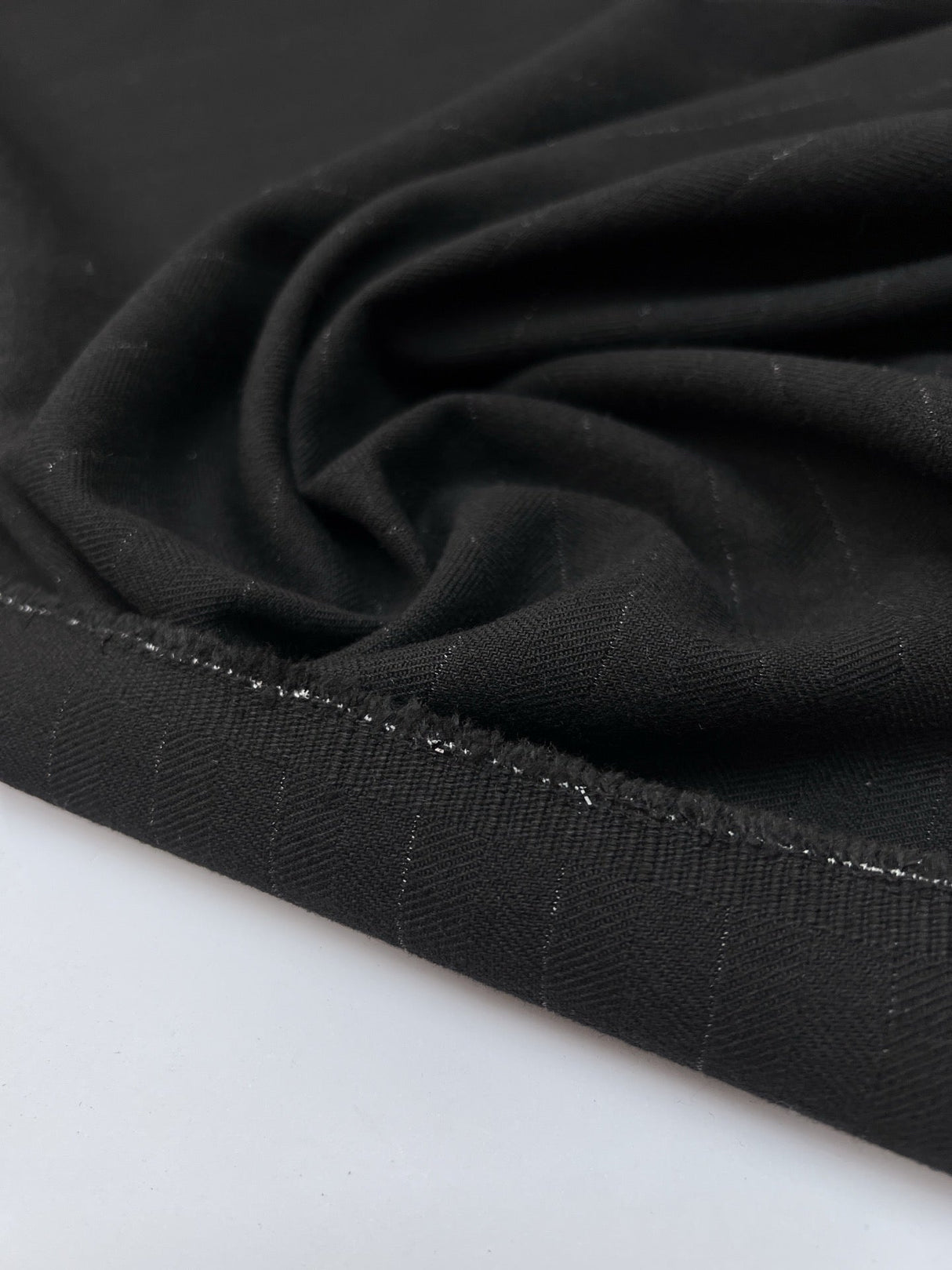 Black Cotton Lurex Twill Fabric
