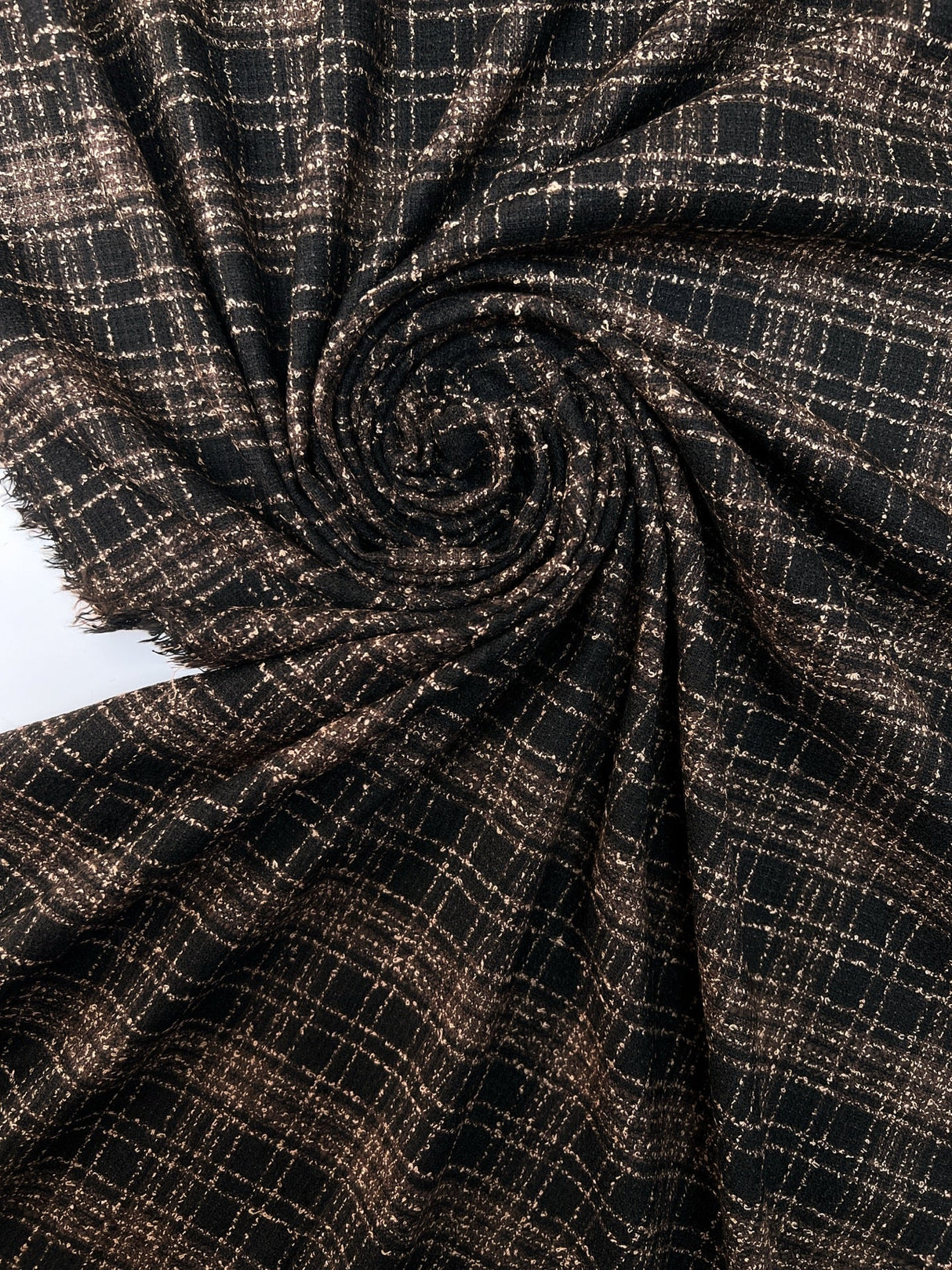 Cotton Bouclé Brown Black Striped