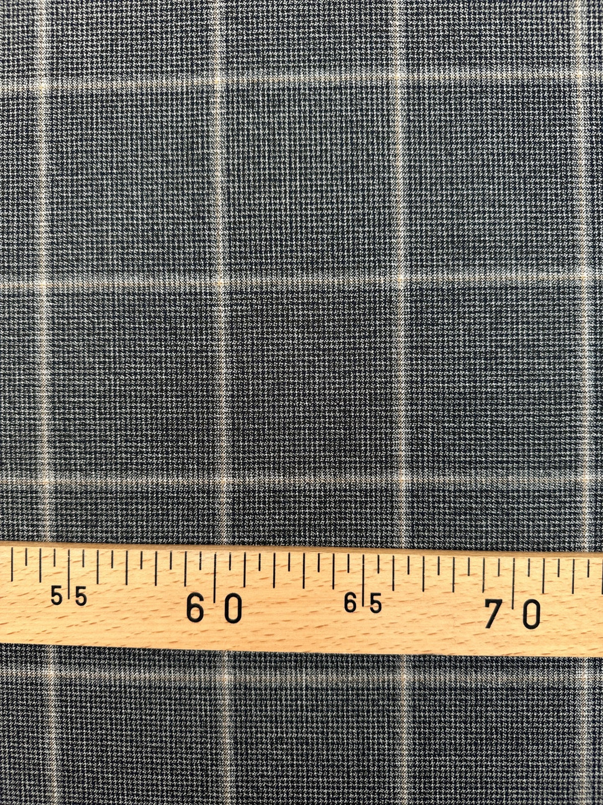 Polyester Viscose Elastane Checked Knit Gray Beige Blue