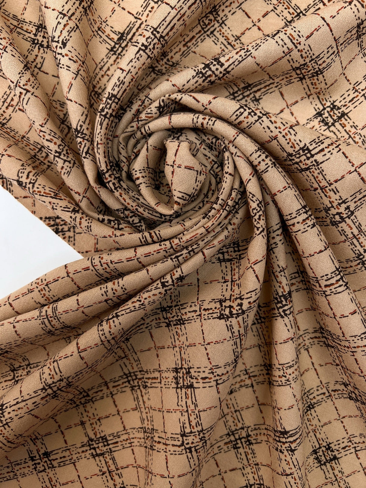 Wool Checked Printed Fabric