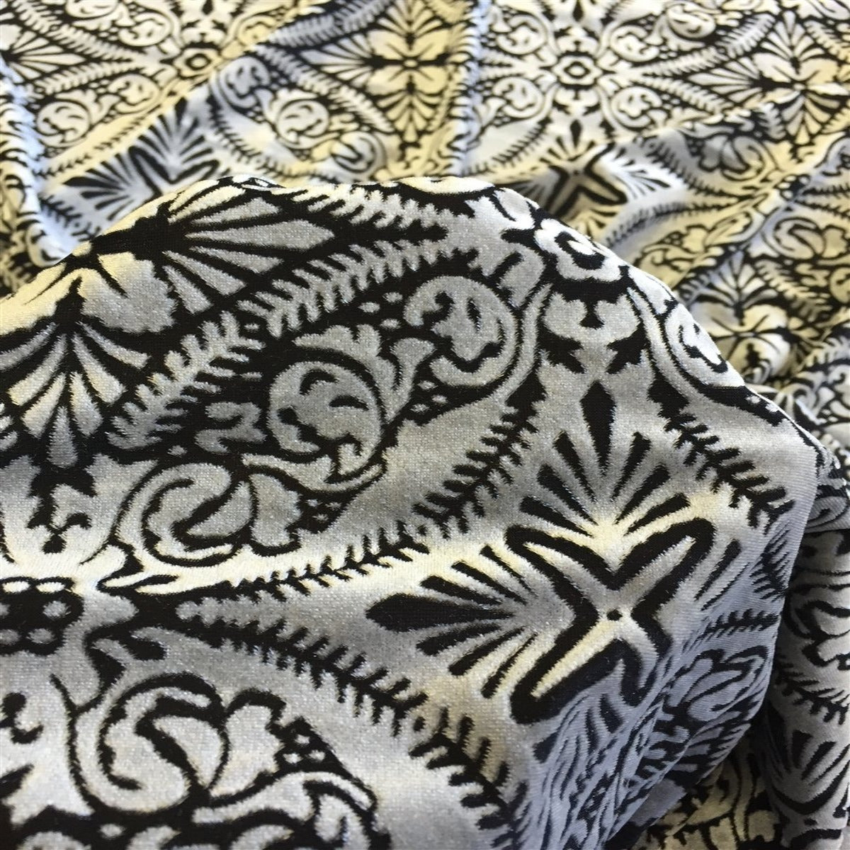 Lili Damask Burnout Stretch Velvet Fabric - Damask Burnout, 58" Width (1 Yard)