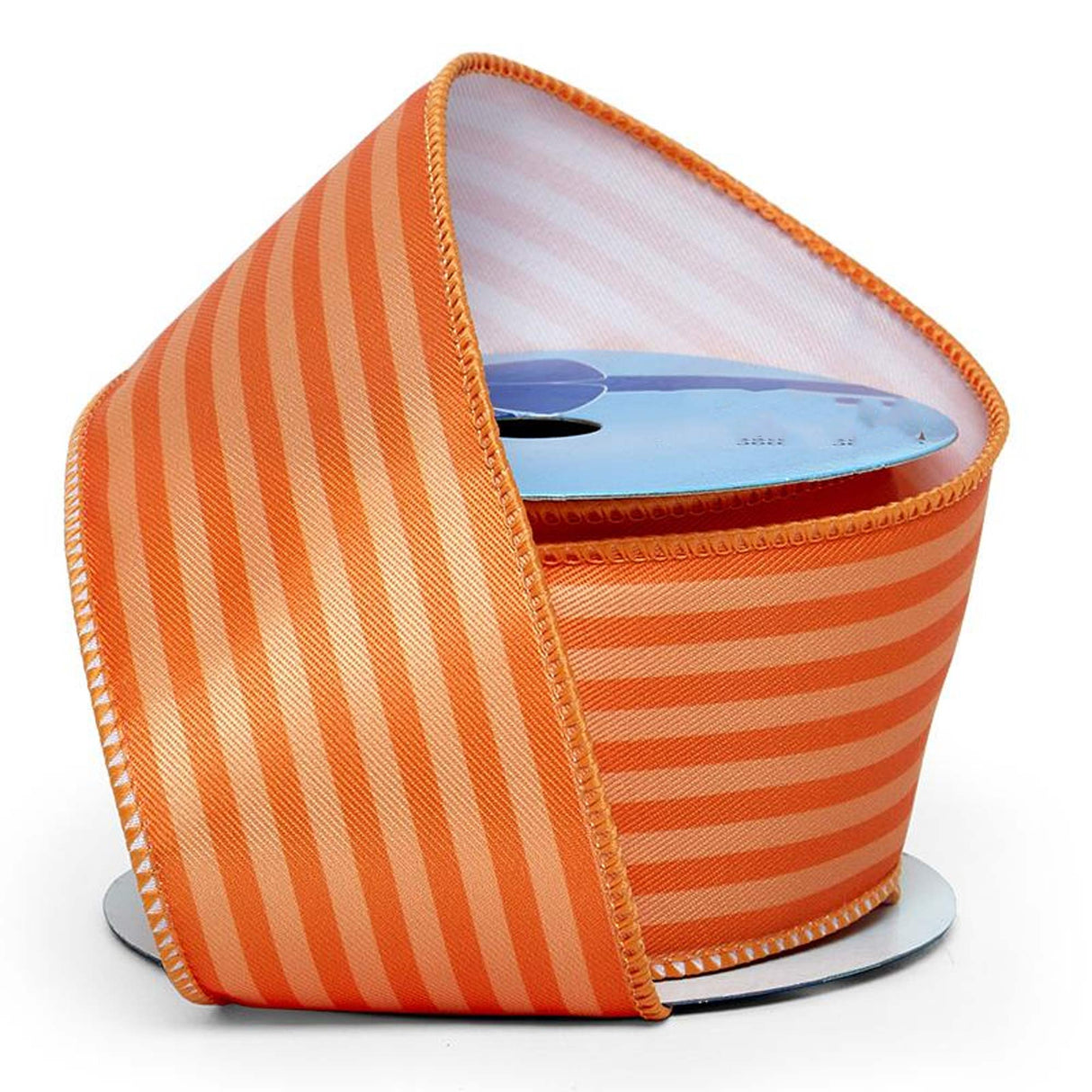 Bright Pinstripes On Wired Ribbon 2 1/2 '' X 10 yd Orange Color 1 / roll