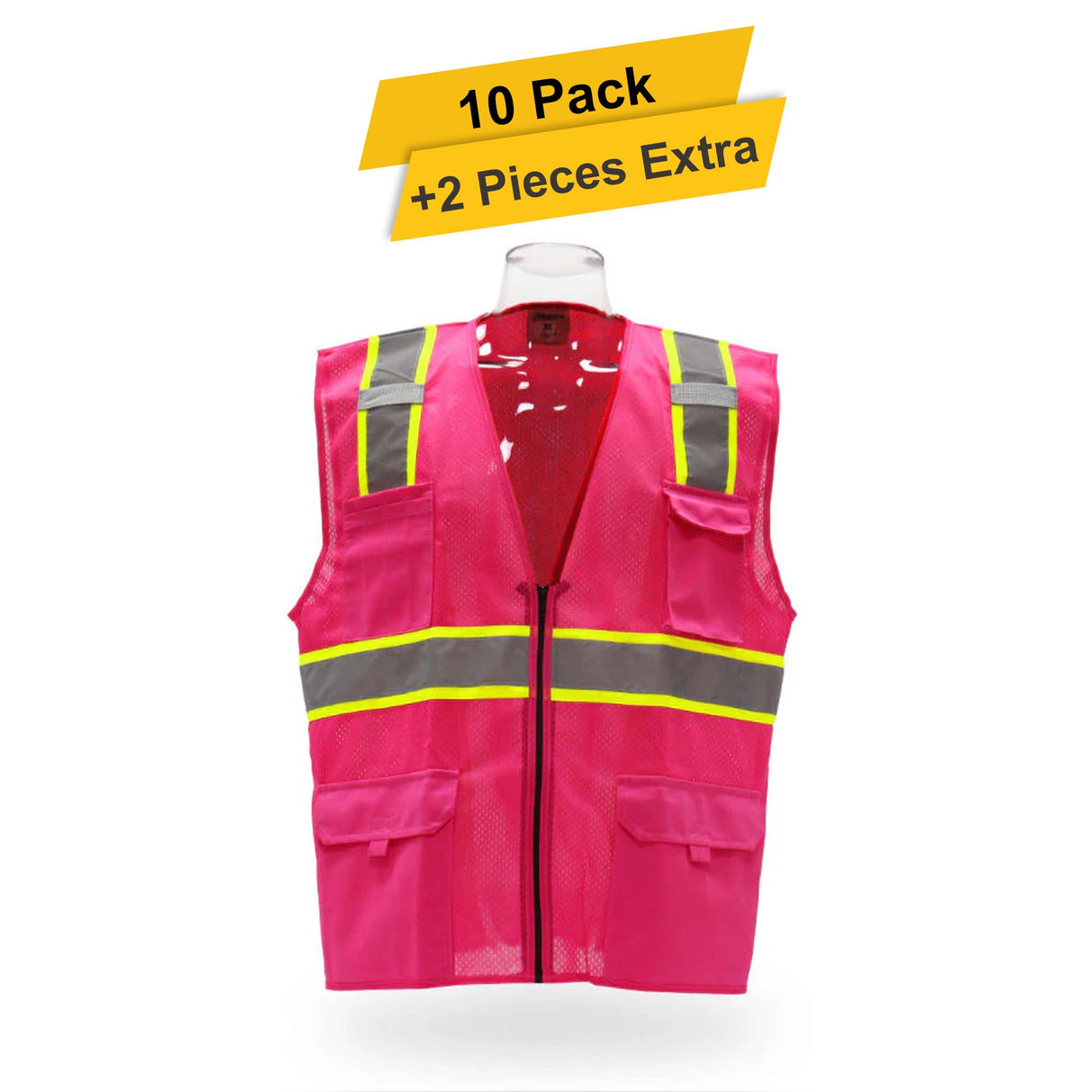 Multi pocket Safety Vest 10 Pack 100% polyester