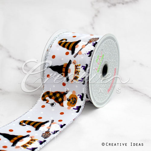 2 1/2" Wired Gnome Halloween Costume Ribbon-10 Yds (White)