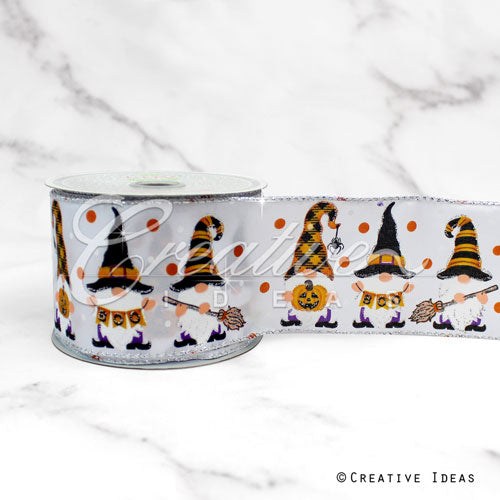 2 1/2" Wired Gnome Halloween Costume Ribbon-10 Yds (White)