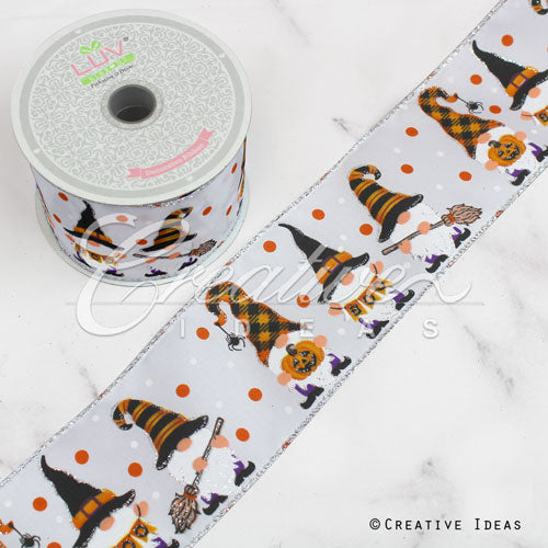 2 1/2" Wired Gnome Halloween Costume Ribbon-10 Yds (White)