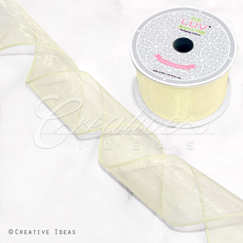 2 1/2" Wired Organza Ribbon - 10 Yards (Baby Maize)