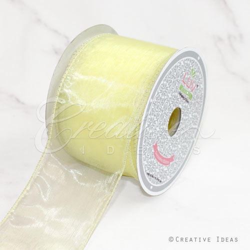 2 1/2" Wired Organza Ribbon - 10 Yards (Baby Maize)
