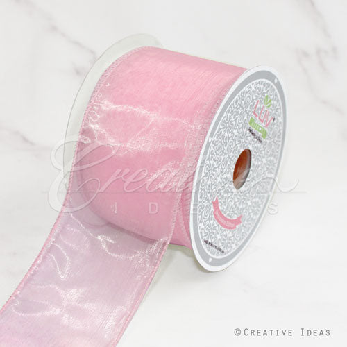 2 1/2" Wired Organza Ribbon - 10 Yards (Light Pink)