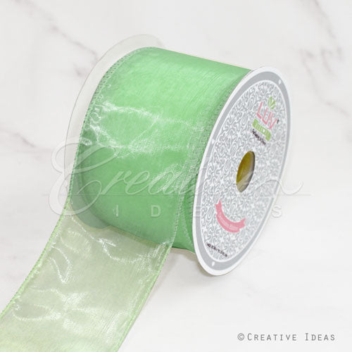 2 1/2" Wired Organza Ribbon - 10 Yards (Mint Green)