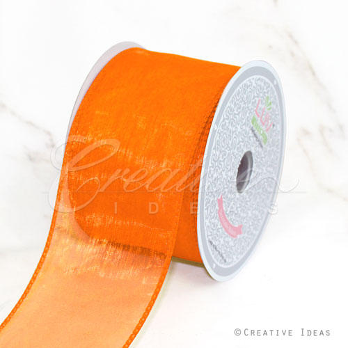2 1/2" Wired Organza Ribbon - 10 Yards (Orange)