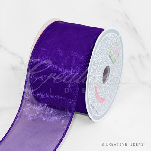 2 1/2" Wired Organza Ribbon - 10 Yards (Purple)