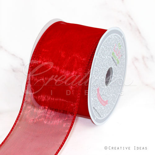 2 1/2" Wired Organza Ribbon - 10 Yards (Red)