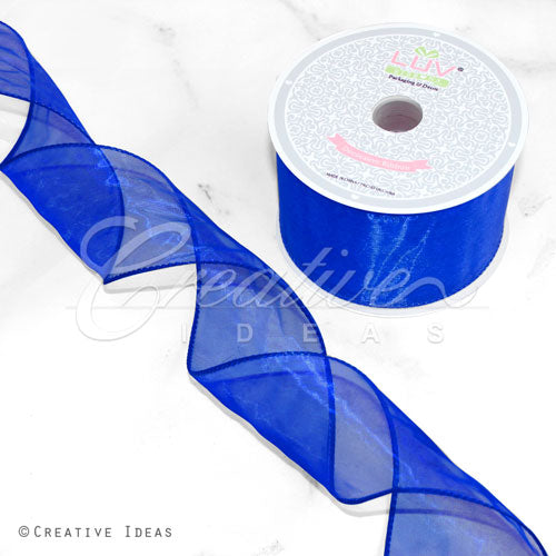 2 1/2" Wired Organza Ribbon - 10 Yards (Royal Blue)