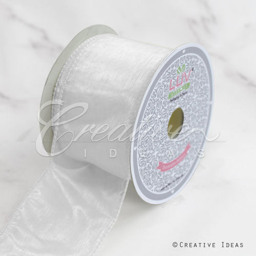 2 1/2" Wired Organza Ribbon - 10 Yards (White)