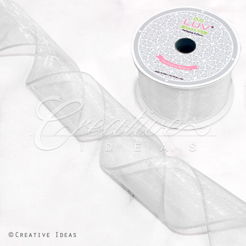 2 1/2" Wired Organza Ribbon - 10 Yards (White)