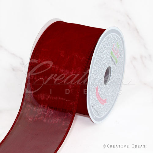 2 1/2" Wired Organza Ribbon - 10 Yards (Wine)