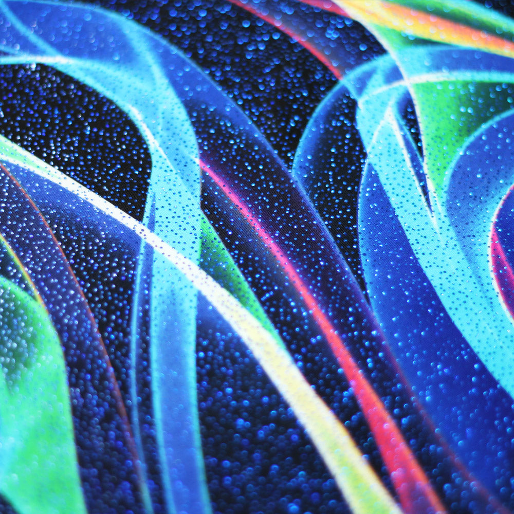 Dance Ribbons Nylon Spandex Fabric - Blue Or Red Striped Print On Black, 58-60" Width (1 Yard)
