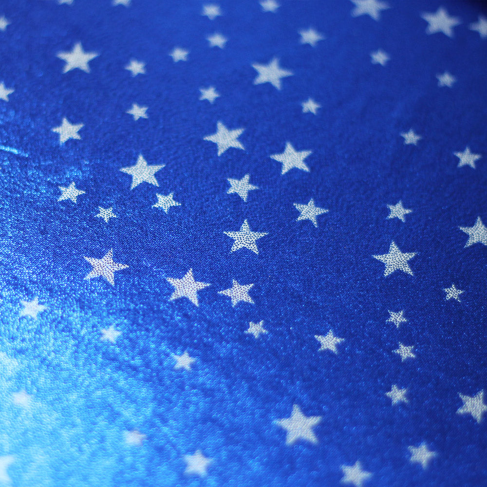 Twinkle Stars Poly Spandex Fabric - White Stars On Blue, 58/60" Width (1 Yard)