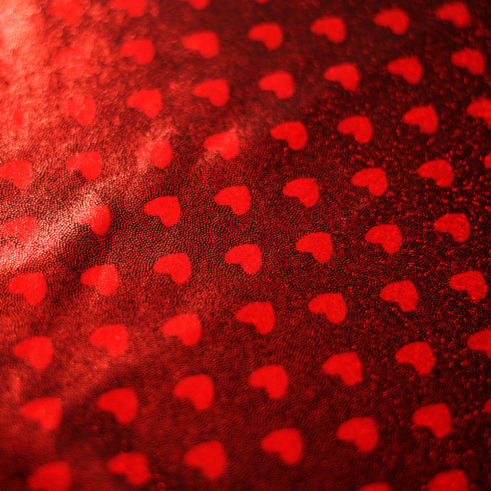 Candy Hearts Polyester Spandex Fabric - Small Red Hearts Print, 58/60" Width (1 Yard)