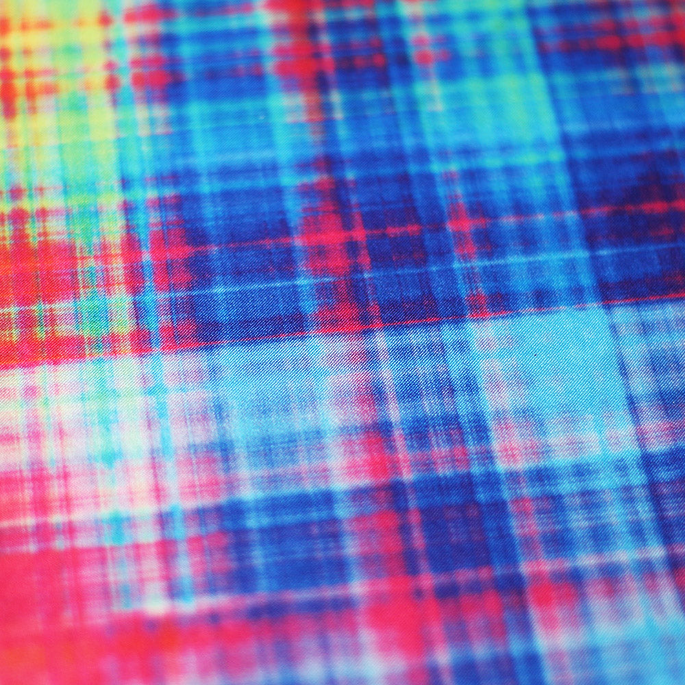 Diagonal Plaid Poly Spandex Fabric - Rainbow Plaid, 58/60" Width (1 Yard)