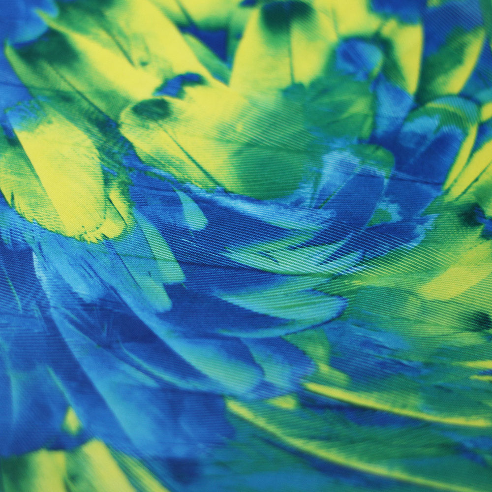 Tropical Feathers Polyester Spandex Fabric - Multicolor Feather Print, 58/60" Width, 200 GSM (1 Yard)